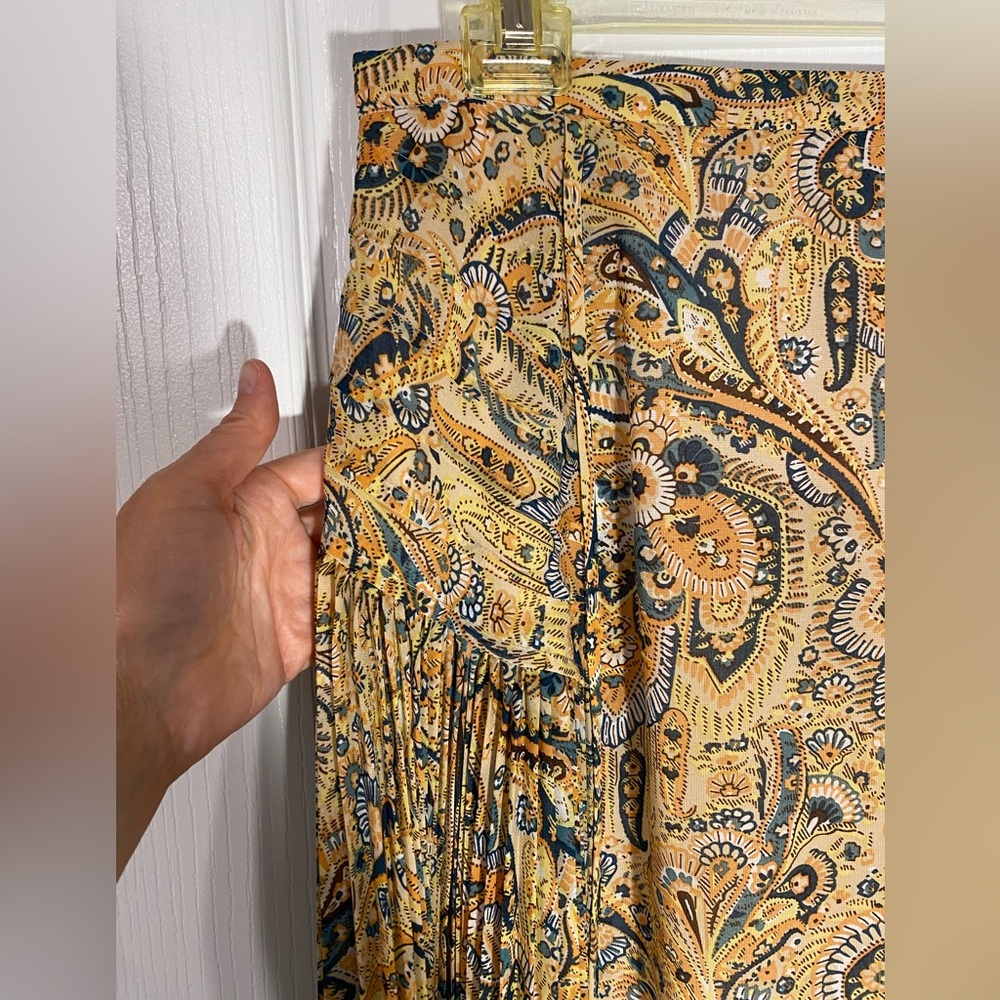 Anthro Leifsdottir Pleated Paisley Midi Skirt Size 10 - Picture 2 of 7